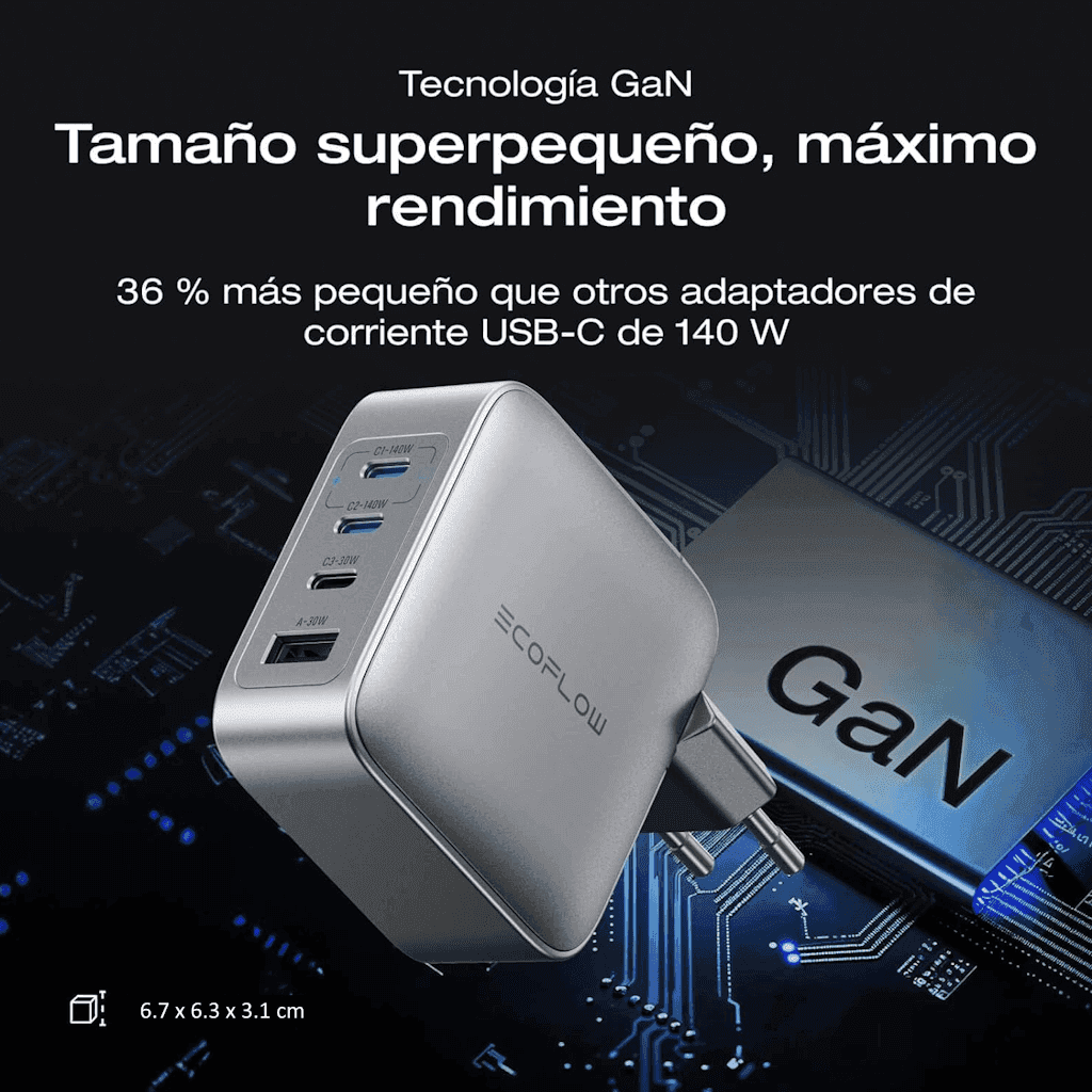 Cargador GaN EcoFlow Rapid Pro de 140 W 4 Puertos — vista 5