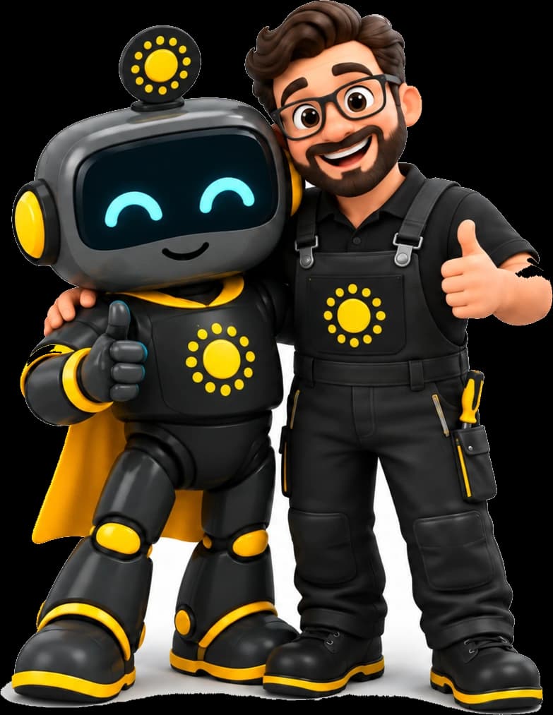 VoltaBot junto a un amigo de Voltaris