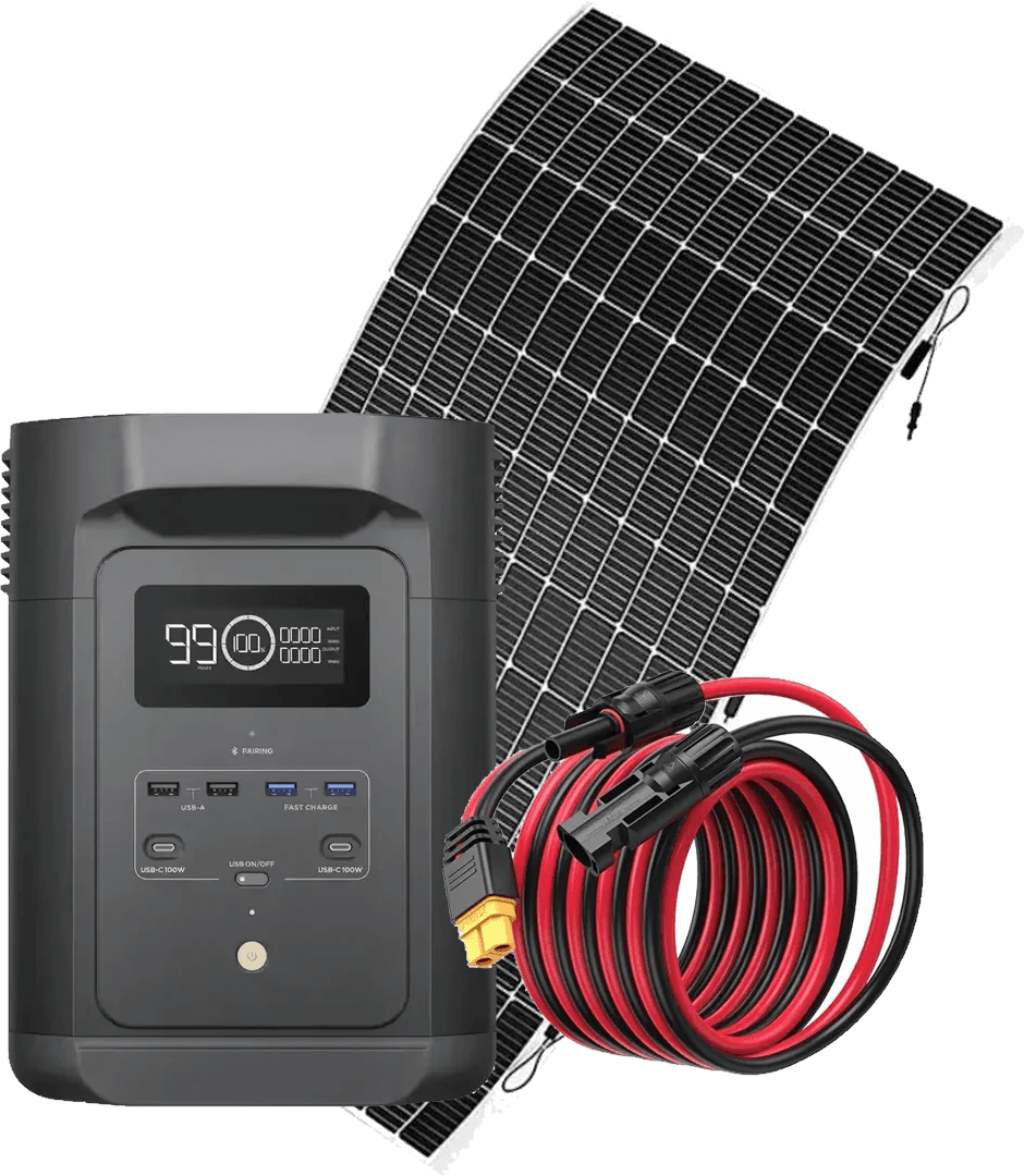 Pack Emergencia - EcoFlow E980 + Cable 10m + Panel Solar Flexible 560W Amerisolar