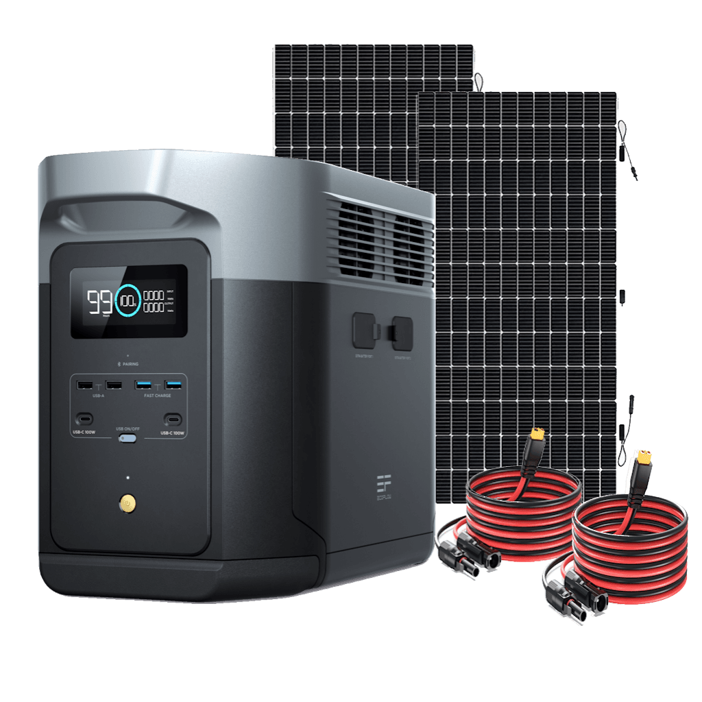 Kit Solar Portátil EcoFlow DELTA 2 MAX 2400 W + 2 Paneles Solares Flexibles de 560 W