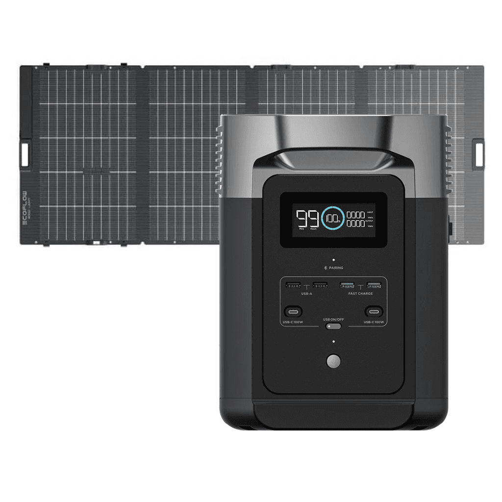 Kit Solar Portátil EcoFlow DELTA 2 MAX 2400W + Panel Solar Bifacial 400 W