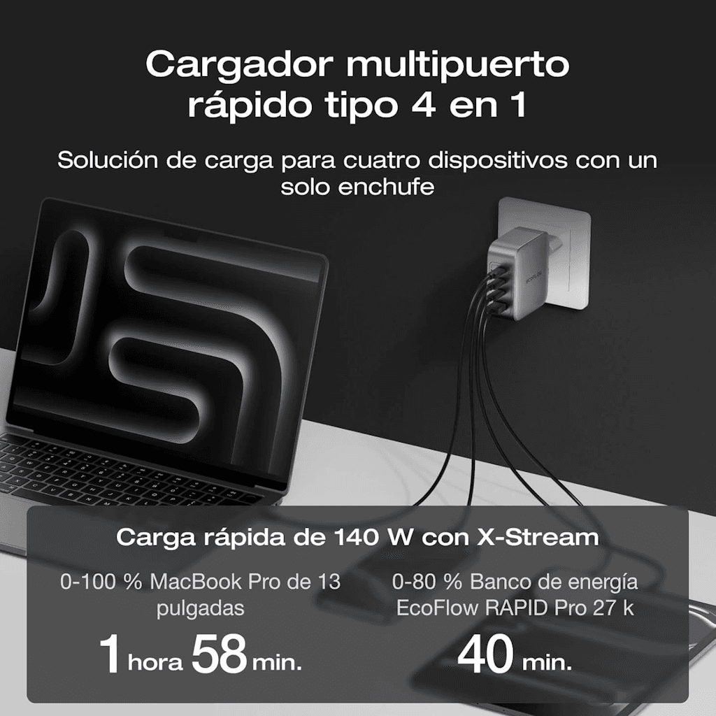 Cargador 65W EcoFlow GaN RAPID con Cable - foto adicional