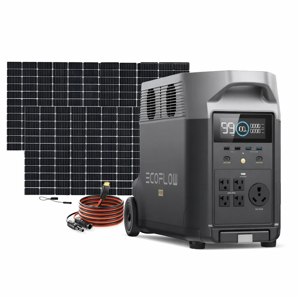 Kit Solar Portátil EcoFlow DELTA PRO 3600 W+ 2 Paneles Solares Flexibles de 560 W