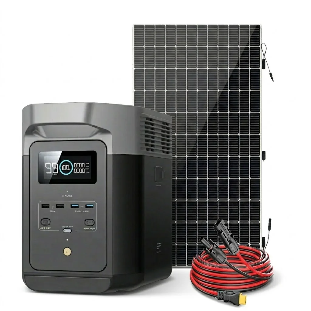 Kit Solar Portátil EcoFlow DELTA 2 1.8 kW + 1 Panel Solar Flexible de 560 W