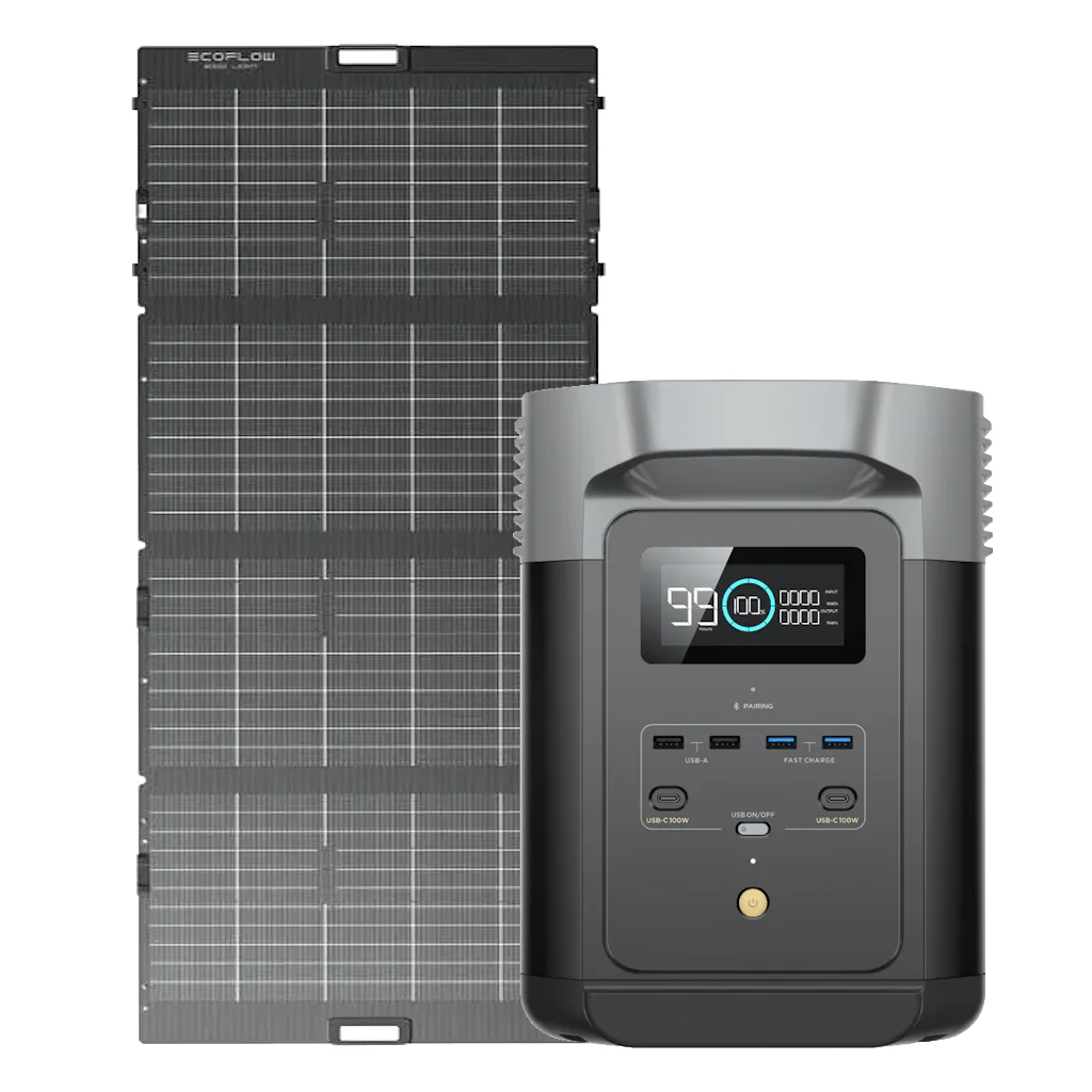 Kit Solar Portátil EcoFlow DELTA 2 1.8 kW + Panel Solar Bifacial 220 W