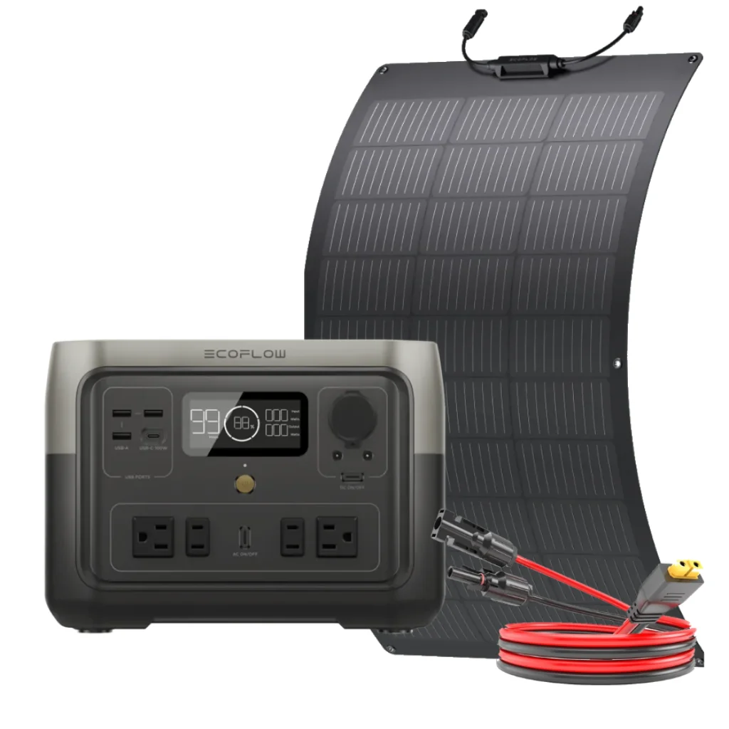 Kit Solar Portátil EcoFlow RIVER 2 Max 500 W + Panel Flexible 100 W