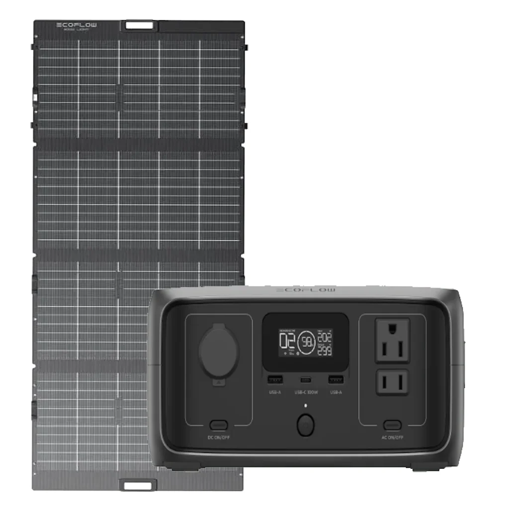 Kit Solar Portátil EcoFlow RIVER 3 300 W + Panel Solar Bifacial 110 W
