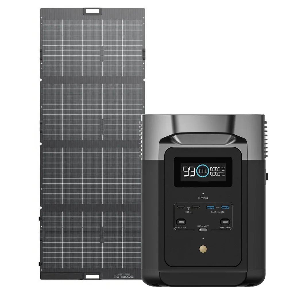 Kit Solar Portátil EcoFlow DELTA 2 1.8 kW + Panel Solar Bifacial 400 W