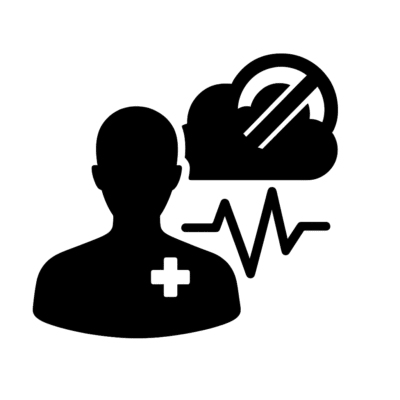 Persona con salud y nube de datos, icono de monitoreo de salud digital.