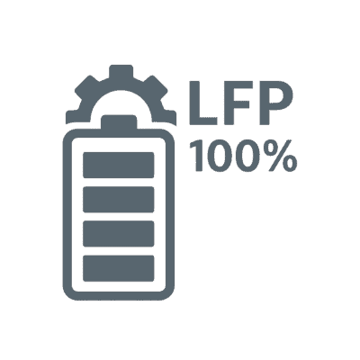 Batería de energía renovable con indicador de carga LFP 100% para soluciones sostenibles.
