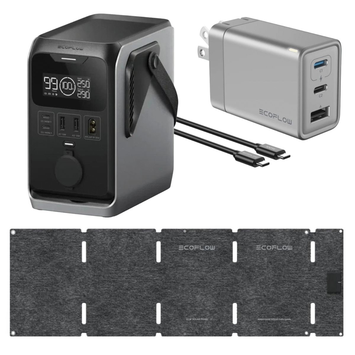 Combo: Trail 300 + Panel 60W USB-C + Cargador 65W + Cable 100W